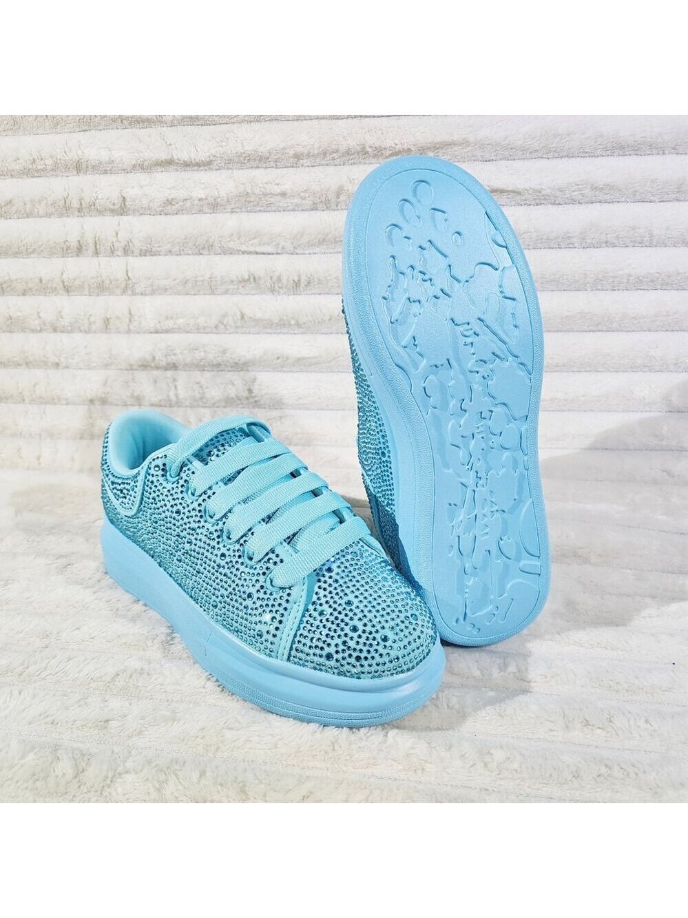 NIB Cush Baby Blue Rhinestone Sneakers Tennis Shoes - Picture 5 of 9